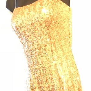 Evening gown gold sequins -Fredericks of Hollywood